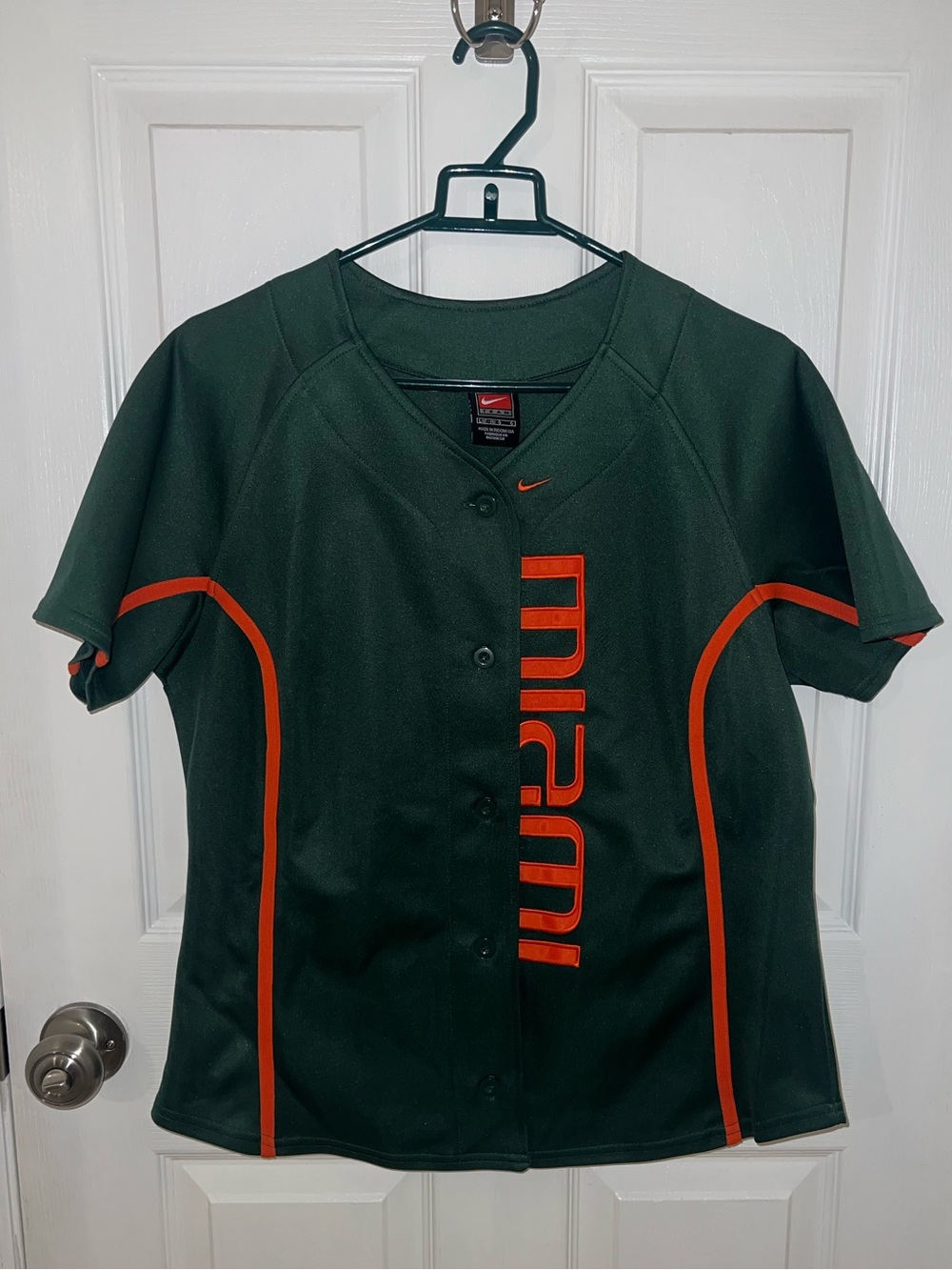 Vintage Nike Miami Hurricanes Green Short-Sleeve Baseball Jersey